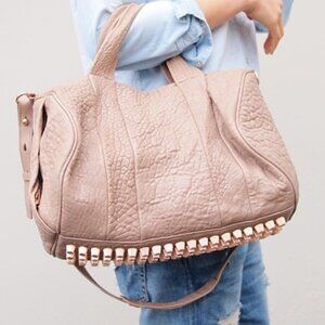 Alexander Wang Pebbled Lambskin Rocco Latte Rose Gold Hardware